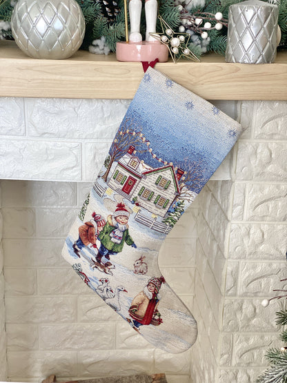 Christmas Stocking  «Magic of Christmas» with Silver Lurex - Premium Gobelin