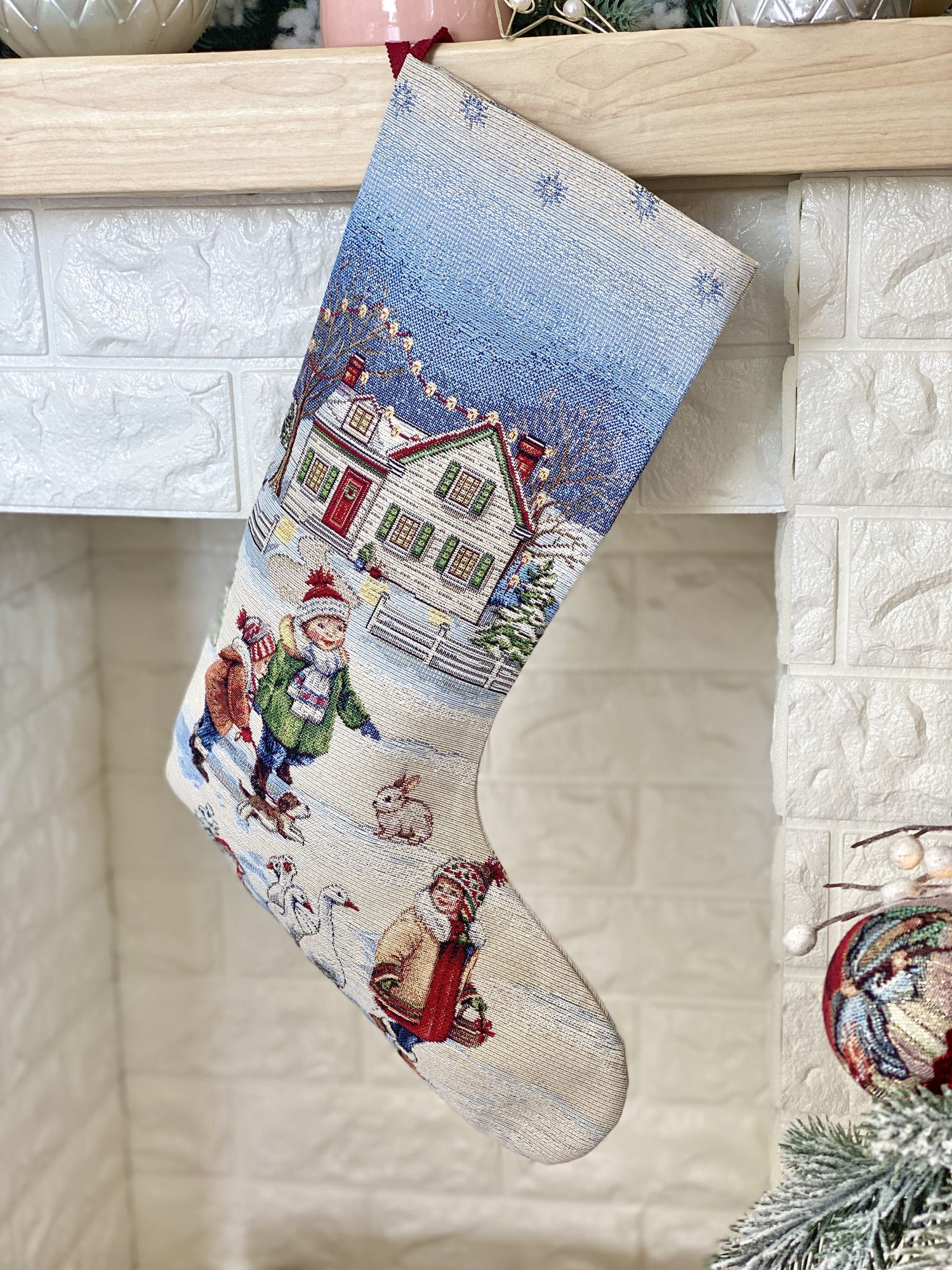 Christmas Stocking  «Magic of Christmas» with Silver Lurex - Premium Gobelin - Textile4Family