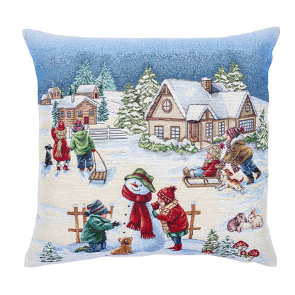 Christmas Pillow cover  «Magic of Christmas» with Silver Lurex - Premium Gobelin