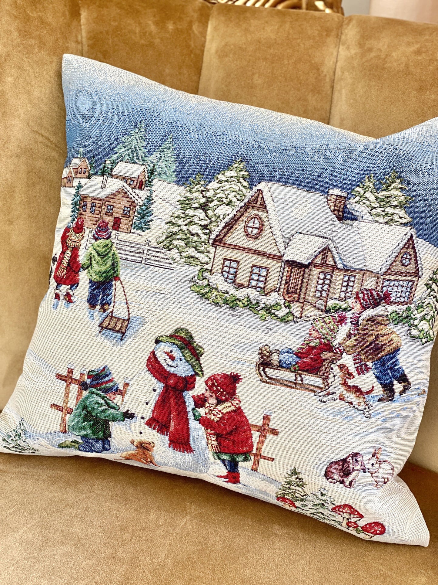Christmas Pillow cover  «Magic of Christmas» with Silver Lurex - Premium Gobelin