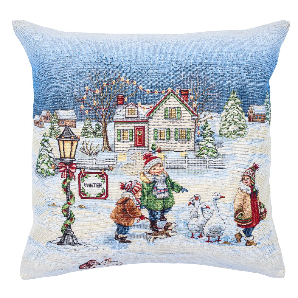 Christmas Pillow cover  «Magic of Christmas» with Silver Lurex - Premium Gobelin