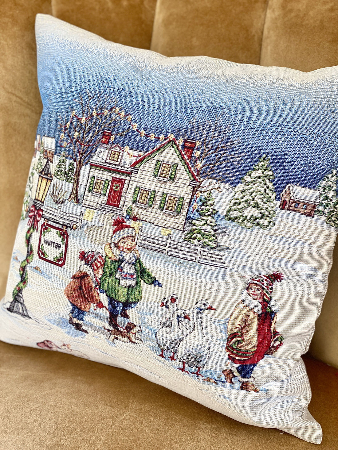 Christmas Pillow cover  «Magic of Christmas» with Silver Lurex - Premium Gobelin - Textile4Family