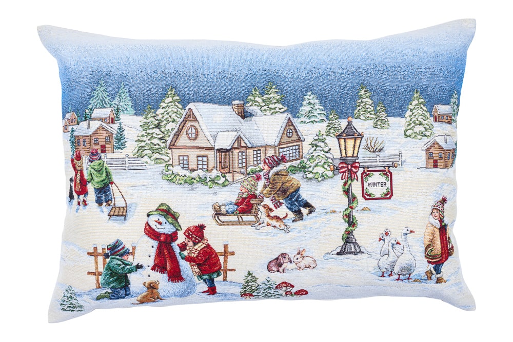 Christmas Pillow cover  «Magic of Christmas» with Silver Lurex - Premium Gobelin