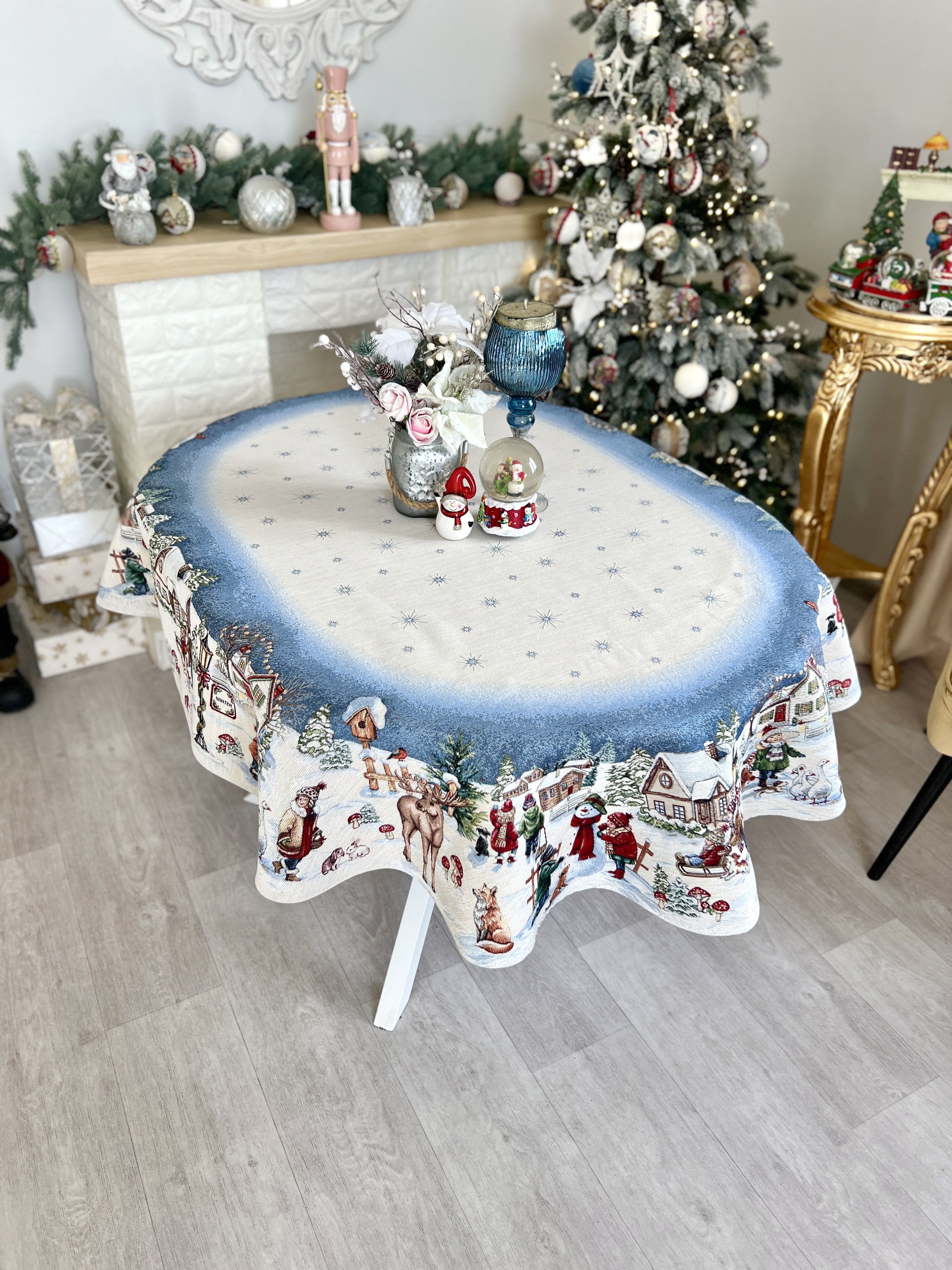 Christmas Tablecloth «Magic of Christmas» with Silver Lurex - Premium Gobelin - Textile4Family