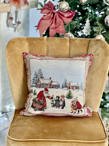 Winter Holiday tapestry cushion cover «Hiver» without lurex