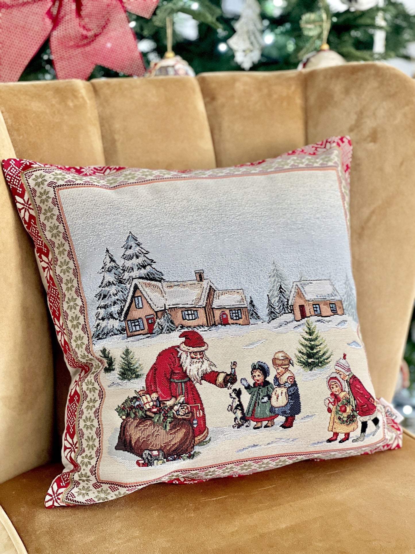 Winter Holiday tapestry cushion cover «Hiver» without lurex