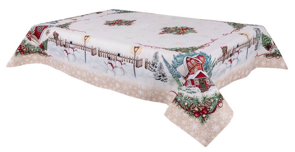 Christmas tapestry tablecloth «HOME» With microfibre & silver lurex