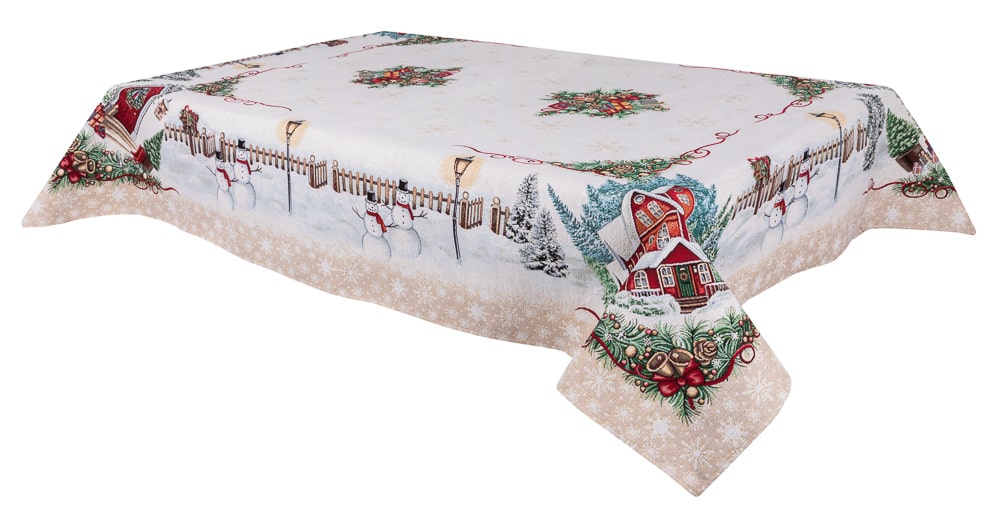 Christmas tapestry tablecloth «HOME» With microfibre &amp; silver lurex Limaso Textile