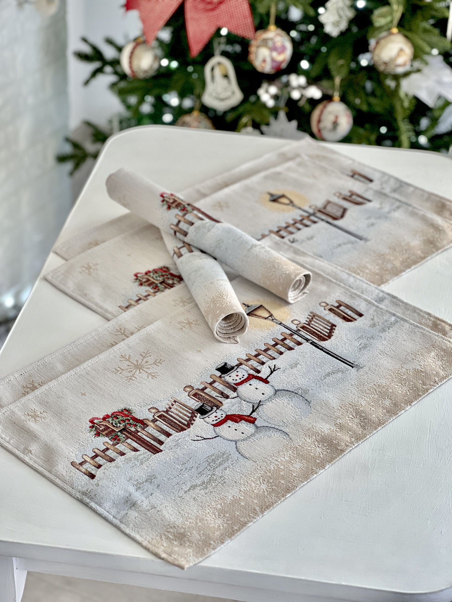 Winter Holiday Placemat «HOME» With microfibre &amp; silver lurex