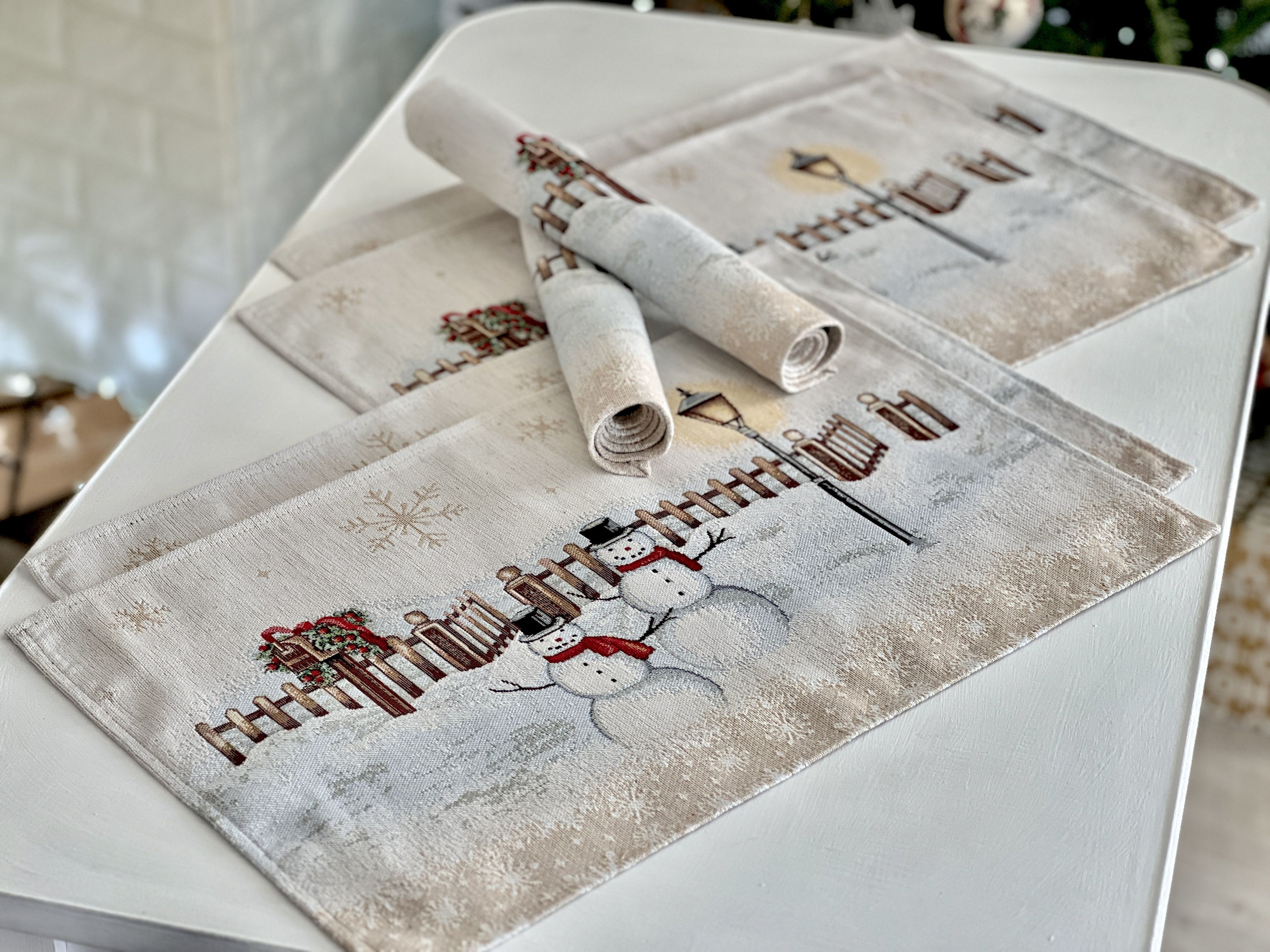 Winter Holiday Placemat «HOME» With microfibre &amp; silver lurex Limaso Textile