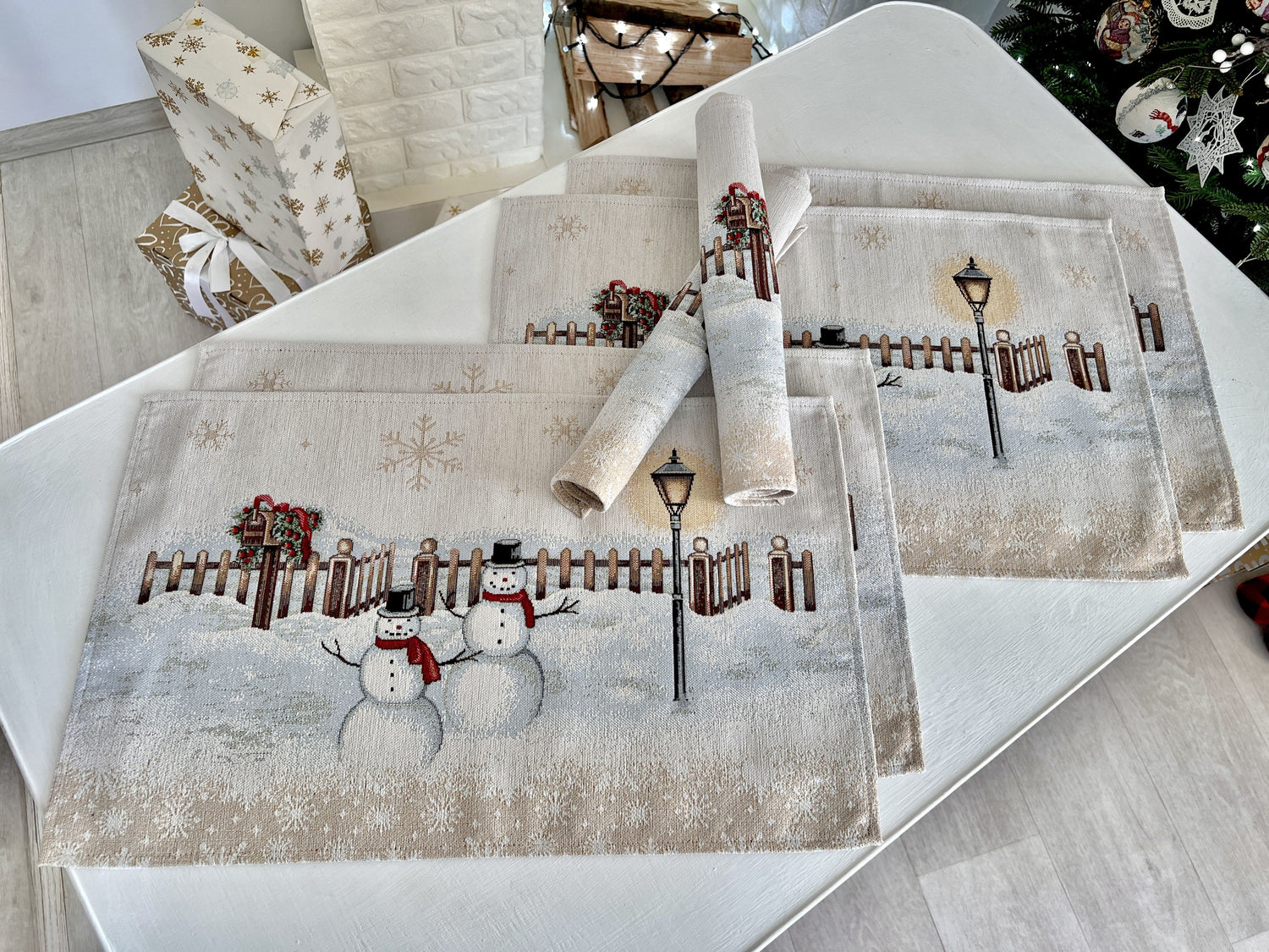 Winter Holiday Placemat «HOME» With microfibre &amp; silver lurex Limaso Textile