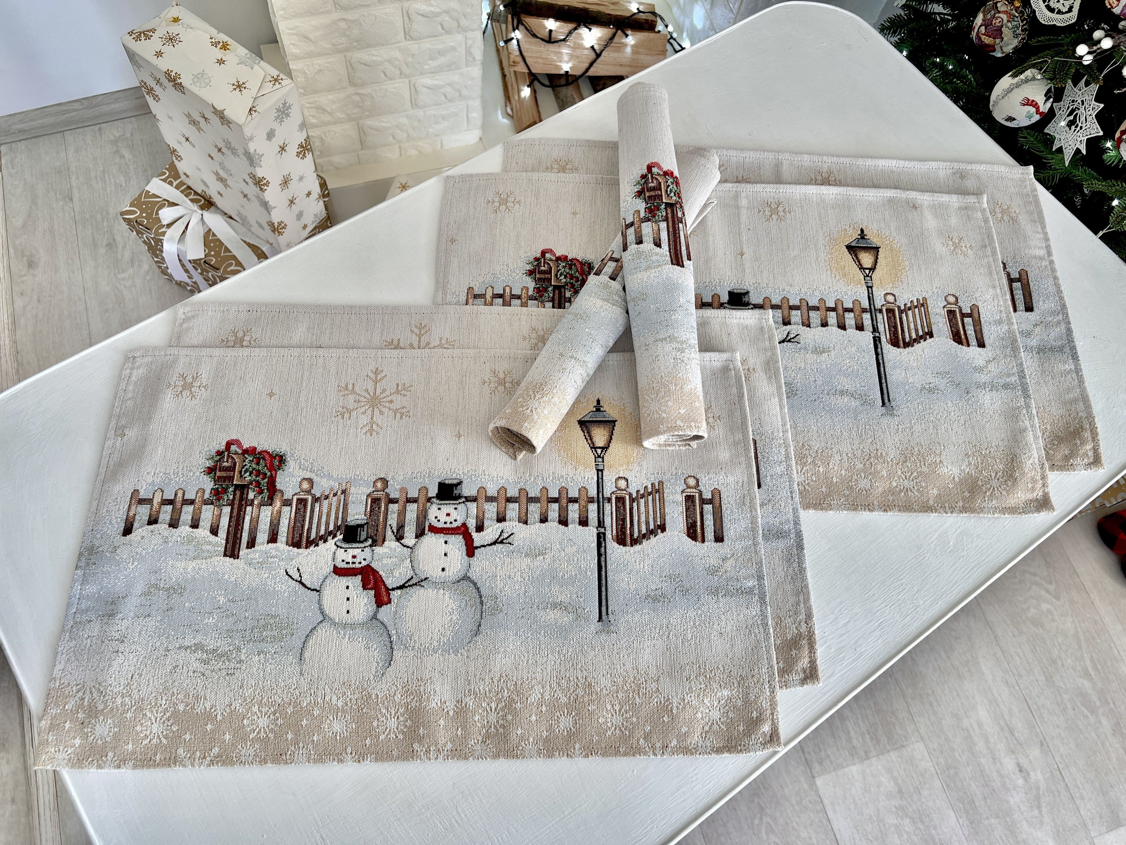Winter Holiday Placemat «HOME» With microfibre &amp; silver lurex Limaso Textile
