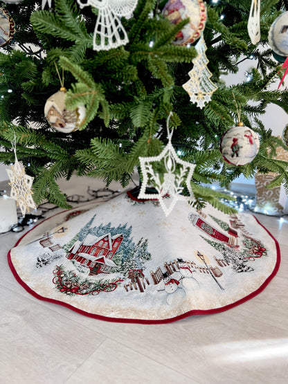 Christmas tree skirt «HOME» With microfibre & silver lurex