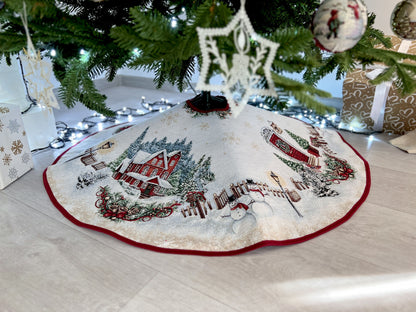 Christmas tree skirt «HOME» With microfibre & silver lurex