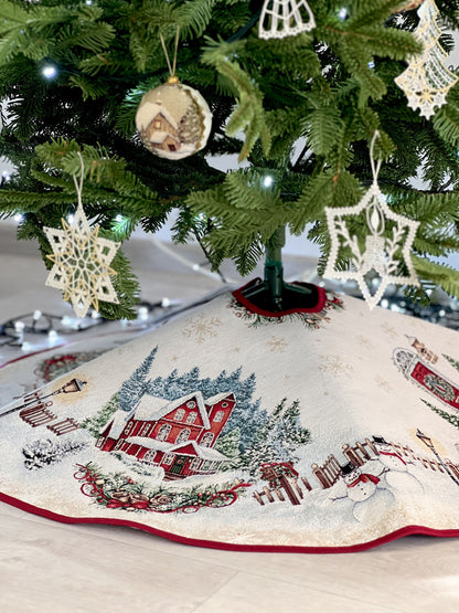 Christmas tree skirt «HOME» With microfibre & silver lurex