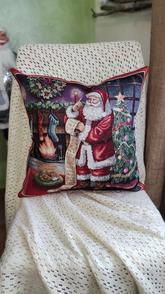 Christmas tapestry cushion cover «Letter for Santa» with golden thread