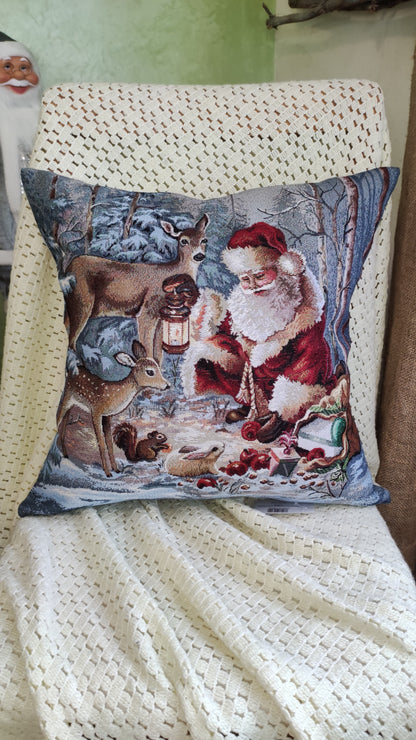 Christmas tapestry cushion cover «Forest friends» without lurex