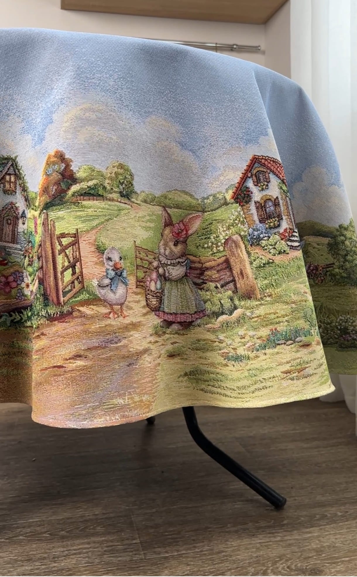 Easter Round Tablecloth «Bunny countryside» - Luxury Tapestry - Textile4Family