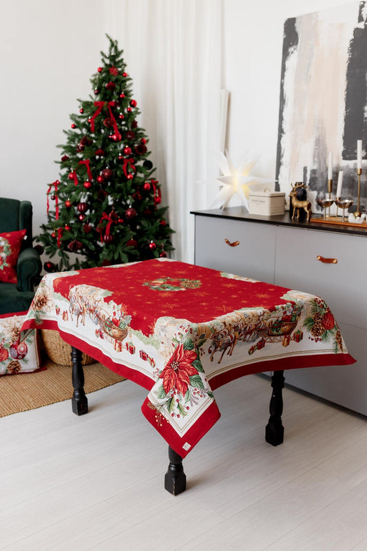 Christmas Tablecloth «Present» with Golden Lurex - Premium Gobelin