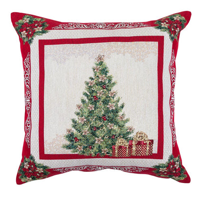 Winter Holiday tapestry cushion cover «Kindness» with silver thread