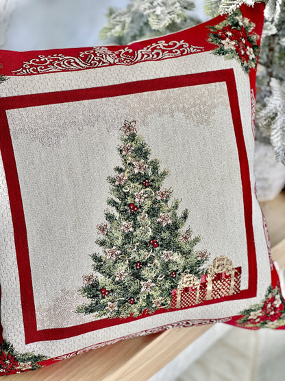 Winter Holiday tapestry cushion cover «Kindness» with silver thread