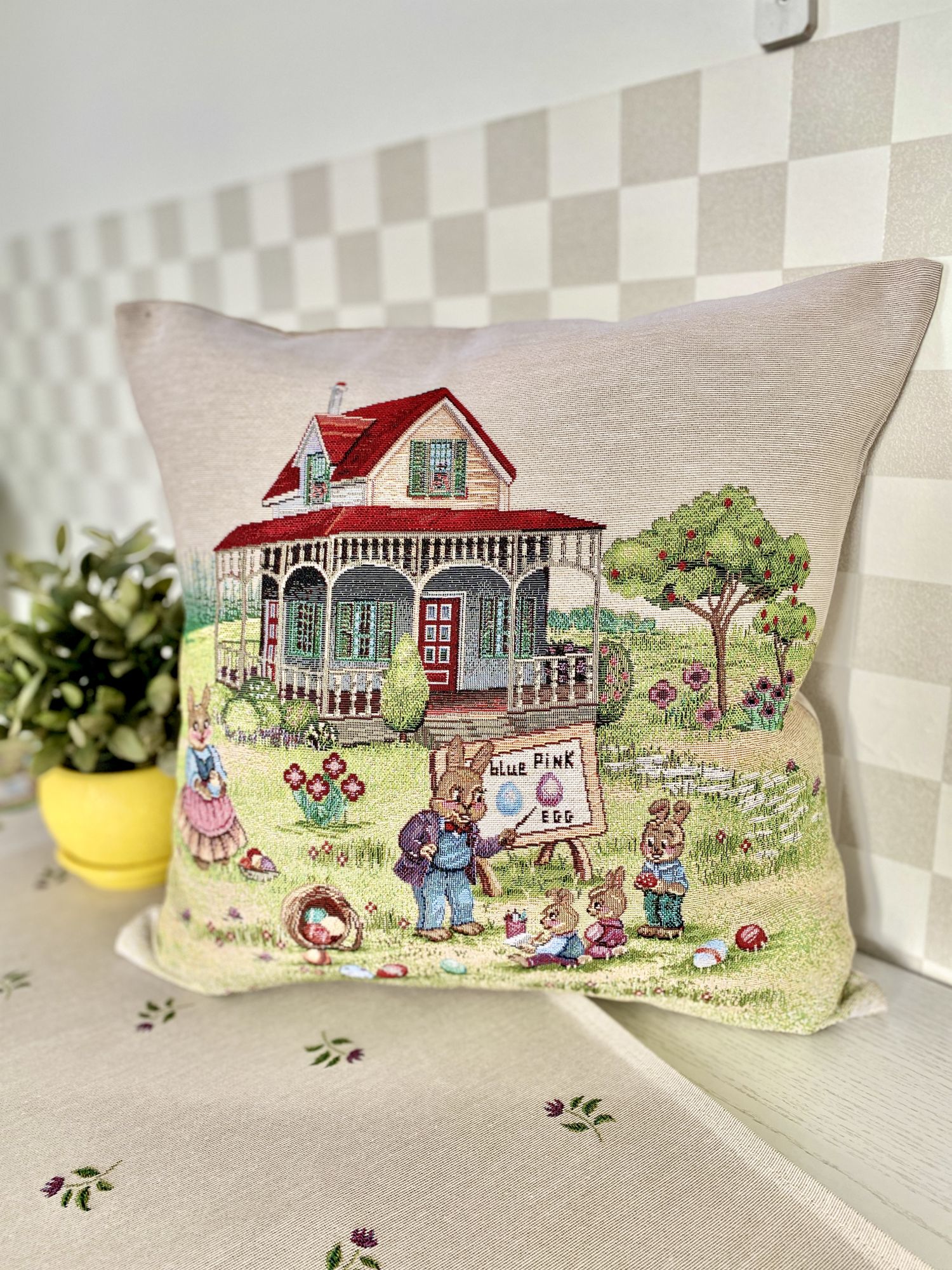 Easter Tapestry Cushion Cover Easter Holiday Textile4Family Easter tapestry cushion cover easter holiday textile4family