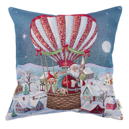 Christmas tapestry cushion cover «Holiday Flight» with silver thread