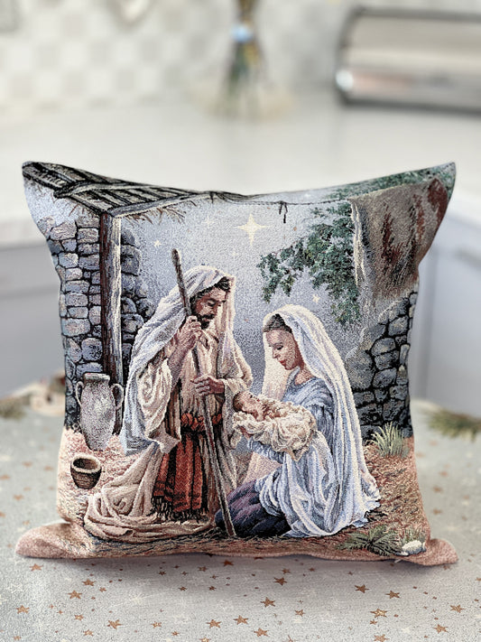 Christmas tapestry cushion cover «Christmas miracle» with silver thread