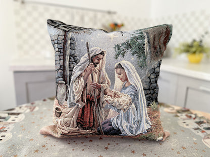 Christmas tapestry cushion cover «Christmas miracle» with silver thread