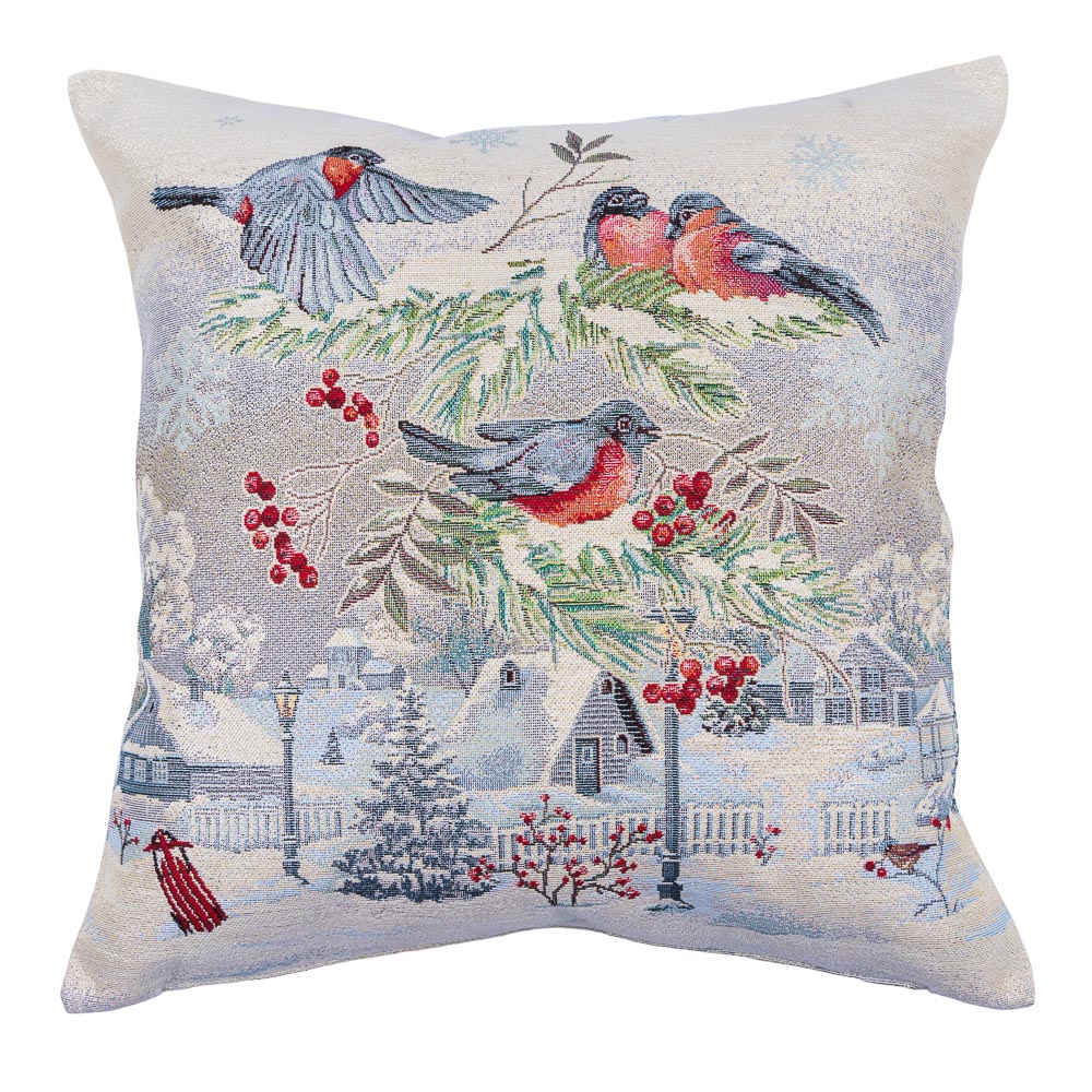 Christmas tapestry cushion cover «Christmas News-2» with silver thread