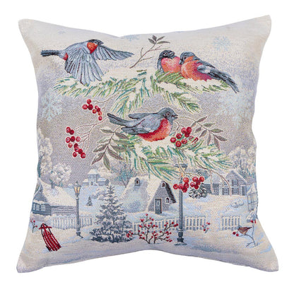 Christmas tapestry cushion cover «Christmas News-2» with silver thread