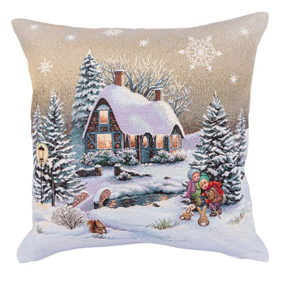 Christmas tapestry cushion cover «Winter Day Magic» without lurex