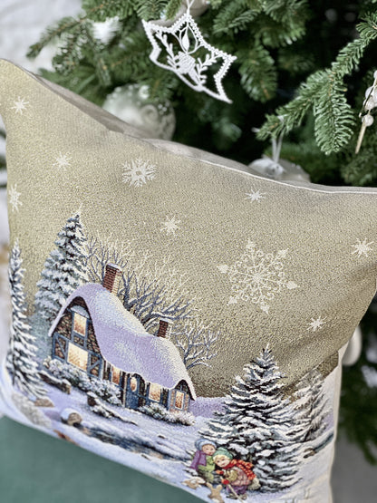 Christmas tapestry cushion cover «Winter Day Magic» without lurex