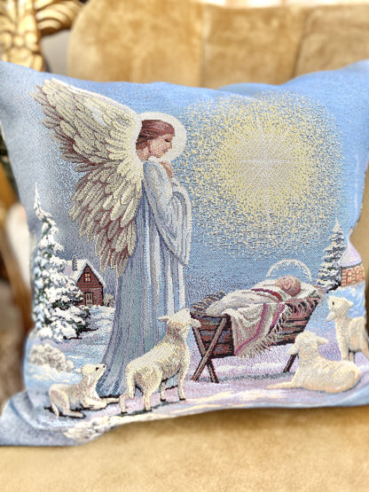 Christmas tapestry cushion cover «Christmas star» with silver thread