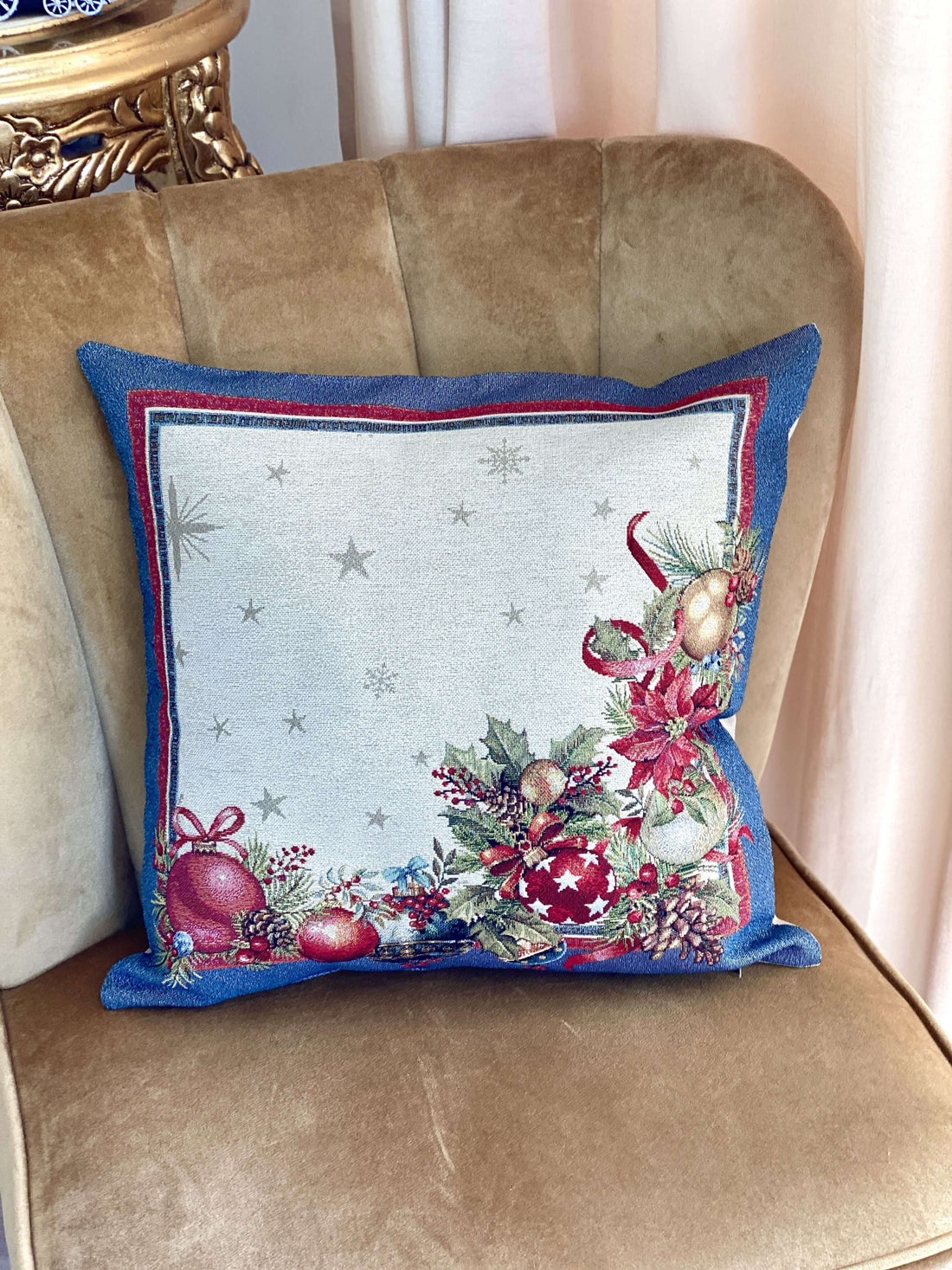 Christmas Cushion cover «Christmas Glow» with Golden Lurex - Luxury Tapestry - Textile4Family