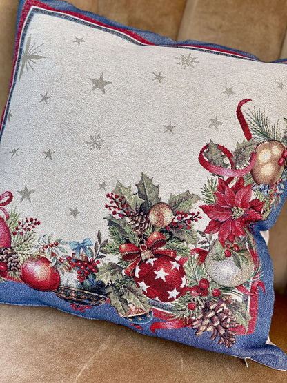Christmas Cushion cover «Christmas Glow» with Golden Lurex - Luxury Tapestry