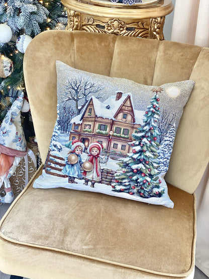 Christmas Cushion cover «Magical Winter Eve»  - Luxury Tapestry