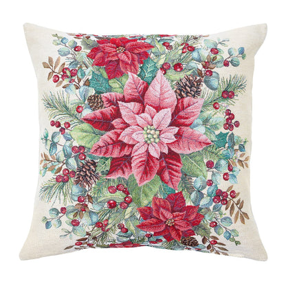 Christmas Cushion cover «Holly & Ivy Charm» with Silver Lurex - Luxury Tapestry