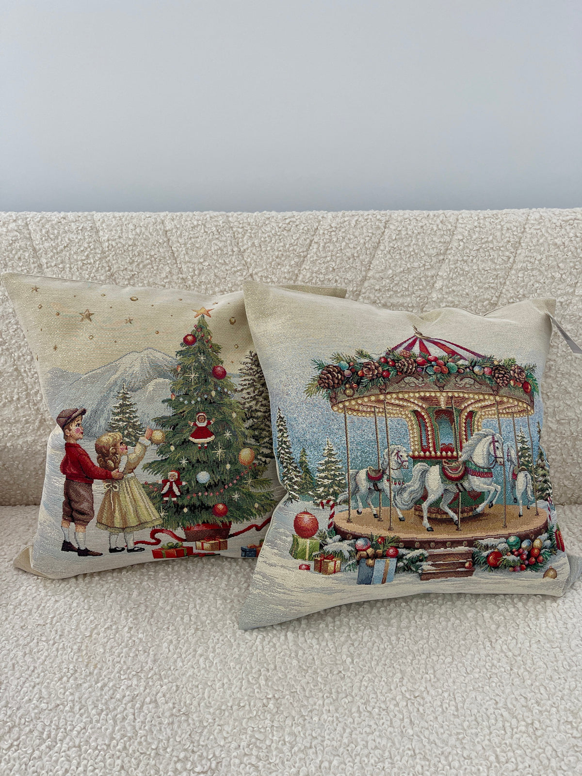 Christmas Pillow cover «Christmas Wonderland»-2 with golden thread - High quality tapestry