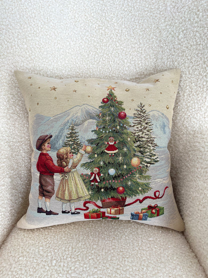 Christmas Pillow cover «Christmas Wonderland»-2 with golden thread - High quality tapestry