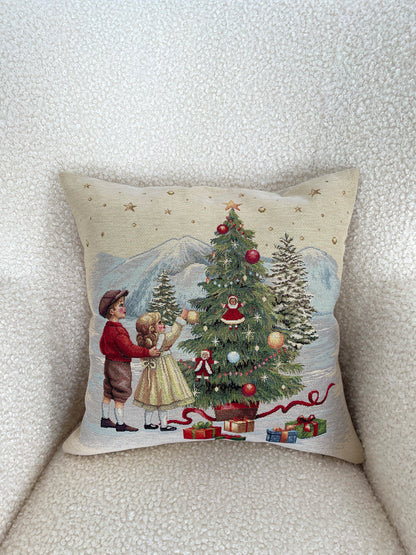 Christmas Pillow cover «Christmas Wonderland»-2 with golden thread - High quality tapestry