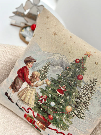 Christmas Pillow cover «Christmas Wonderland»-2 with golden thread - High quality tapestry