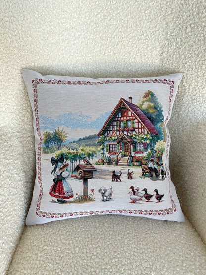 Cushion cover «Spring Village» - Premium Tapestry - Textile4Family