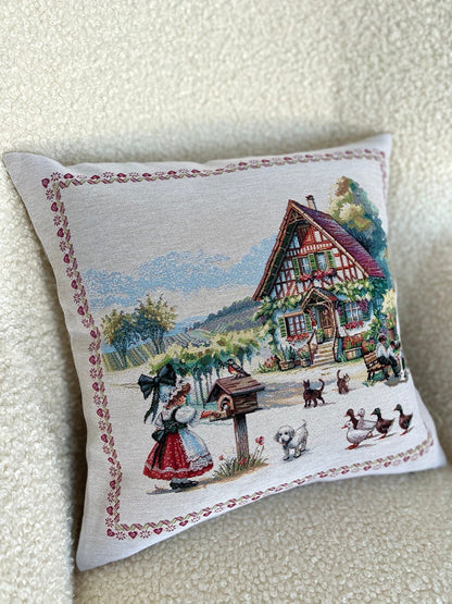 Cushion cover «Spring Village» - Premium Tapestry - Textile4Family