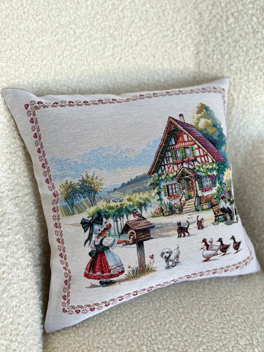 Cushion cover «Spring Village» - Premium Tapestry - Textile4Family