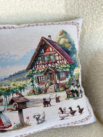 Cushion cover «Spring Village» - Premium Tapestry - Textile4Family