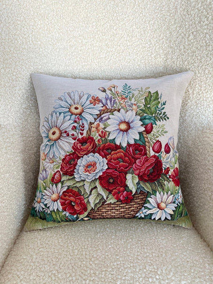 Cushion cover «Poppy and Daisy» - Premium Tapestry - Textile4Family