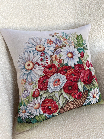 Cushion cover «Poppy and Daisy» - Premium Tapestry - Textile4Family