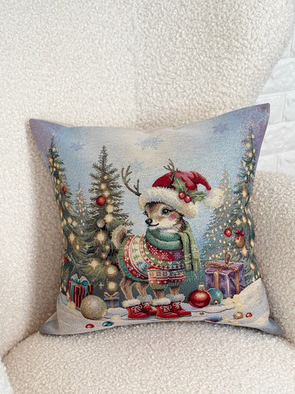 Pillow cover «Scarlet Wishes-2» with golden thread - High quality tapestry