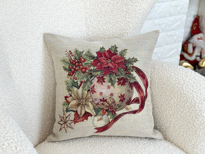 Christmas Pillow cover «Christmas Heritage» with golden thread - High quality tapestry